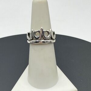 James Avery Retired Sterling Silver Scroll Crown Tiara Tribal Ring Sz 7